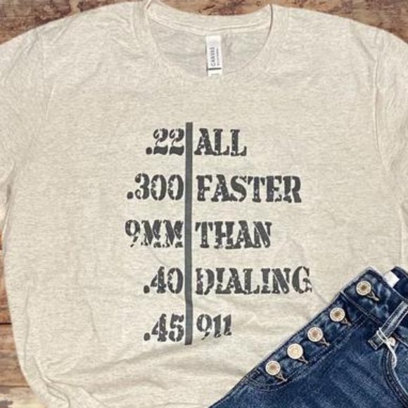 ALL FASTER THAN DIALING 911 Handmade Graphic Tee - Picture 6 of 6